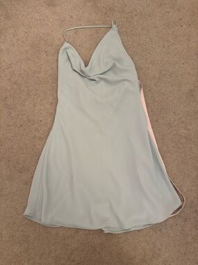 Oh Polly Sage Green Cowl Slip Mini Dress